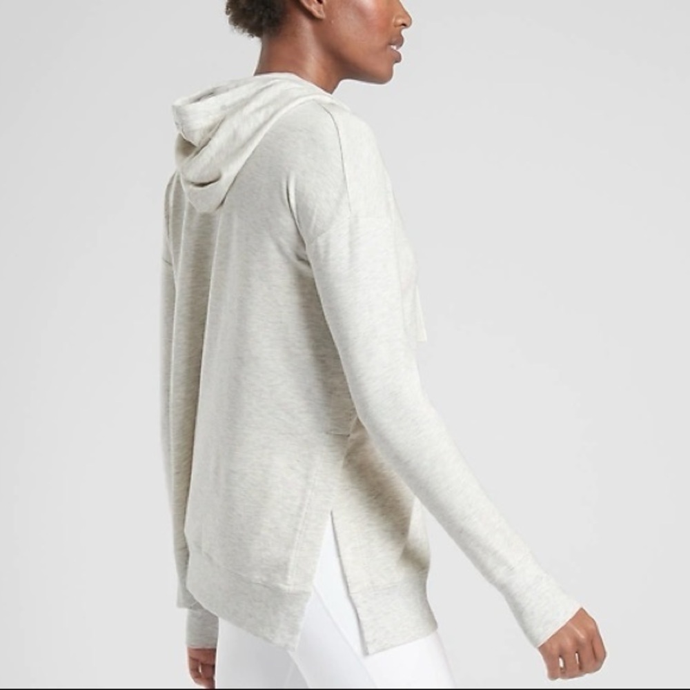 Athleta Sayulita Heather Gray Long Tunic Hoodie